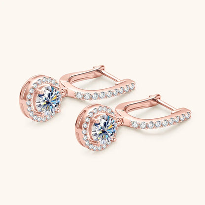 Boucles d'oreilles à breloques circulaires en moissanite plaquées or 18 carats