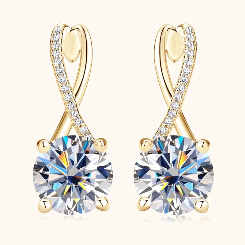 Boucles d'oreilles de luxe en moissanite infini plaquées or 18 carats