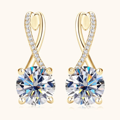 Boucles d'oreilles de luxe en moissanite infini plaquées or 18 carats