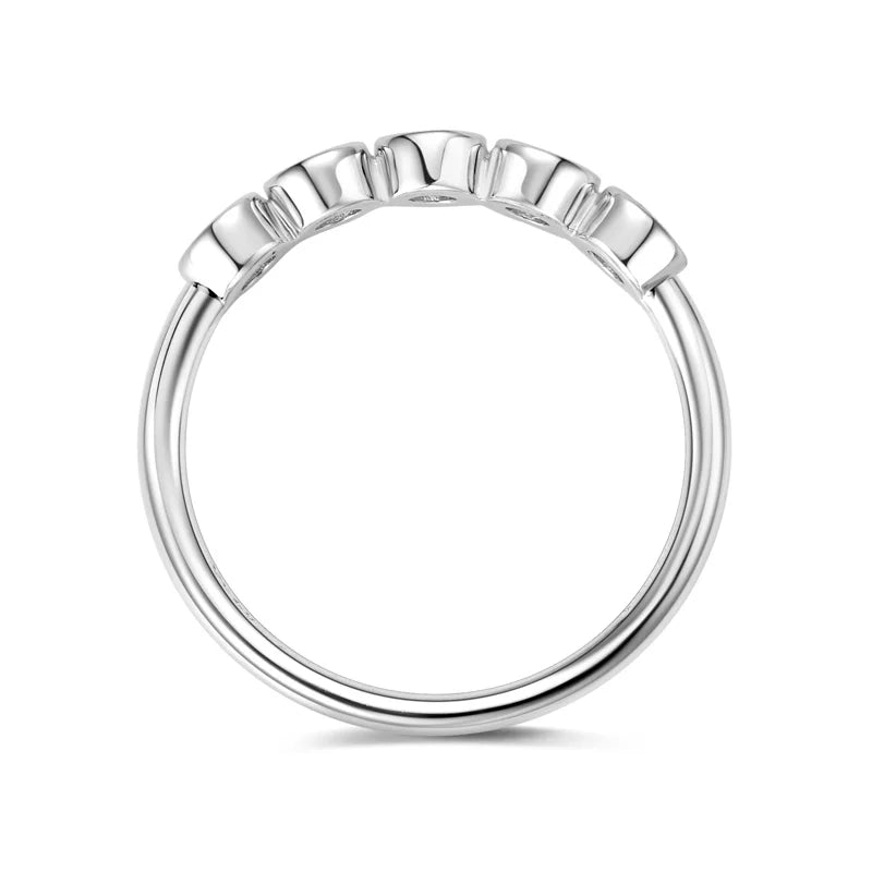 Demi-alliance en Moissanite Avec 5 Pierres Brillantes, Plaquée Or 18 Carats