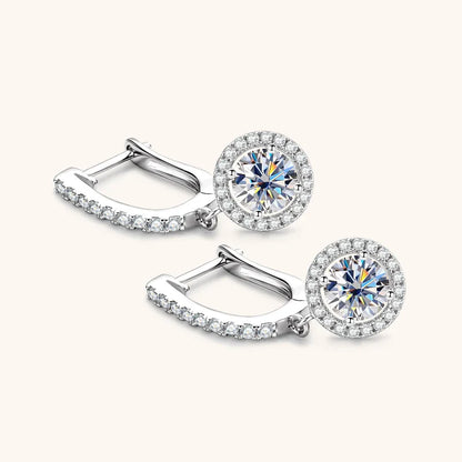 Boucles d'oreilles à breloques circulaires en moissanite plaquées or 18 carats
