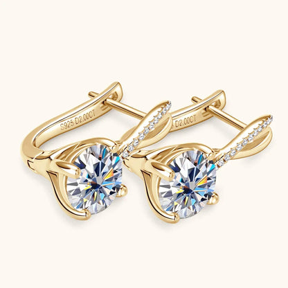 Boucles d'oreilles de luxe en moissanite infini plaquées or 18 carats
