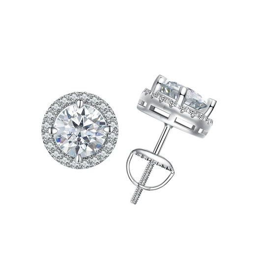 Boucle d'oreille sphère en moissanite plaquée or 18 carats