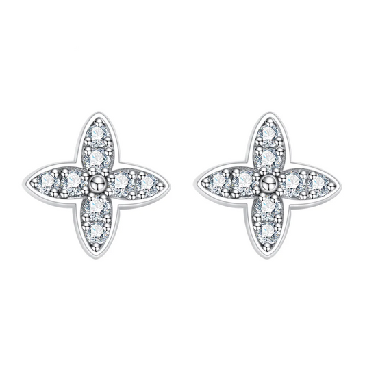 Boucles d'oreilles en pierres de moissanite scintillantes plaquées or 18 carats