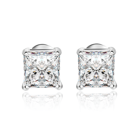 Boucle d'oreille solitaire princesse moissanite