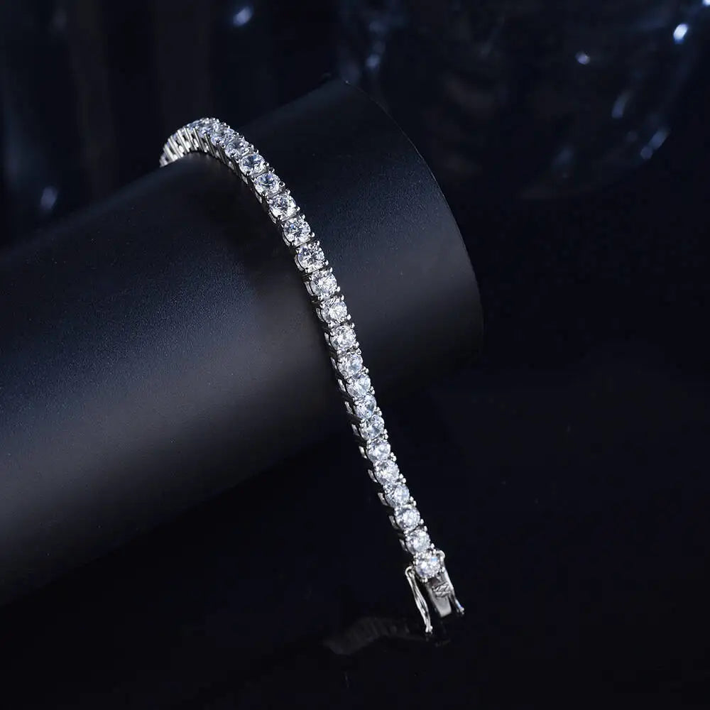 Bracelet Tennis Moissanite 3.0 mm Plaqué Rhodium
