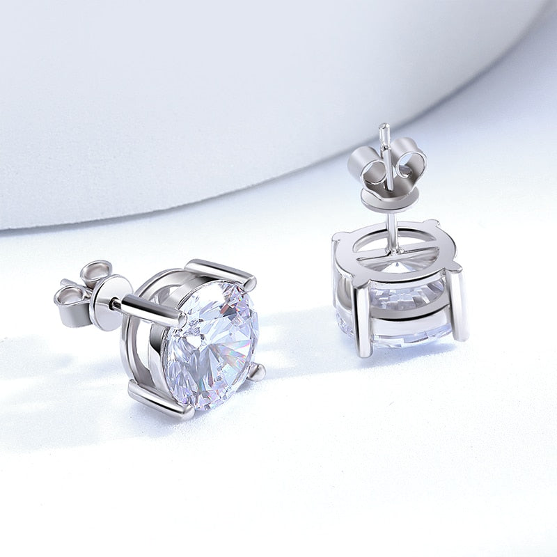 Brinco Solitário Haste Moissanite em Ouro 18k - Loratta 