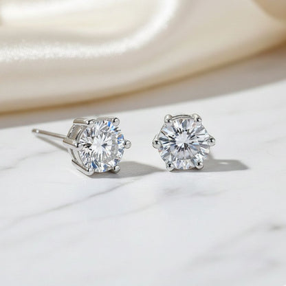 Boucle d'oreille Solitaire à 6 Griffes en Moissanite