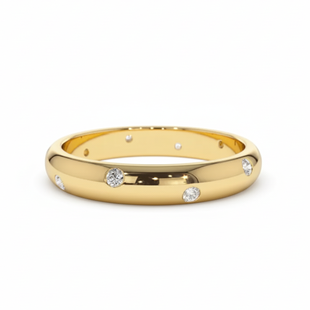 Alliance Constellation en argent plaqué or 18 carats avec moissanite à 15 points