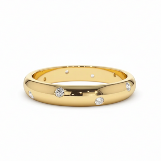 Alliance Constellation en argent plaqué or 18 carats avec moissanite à 15 points