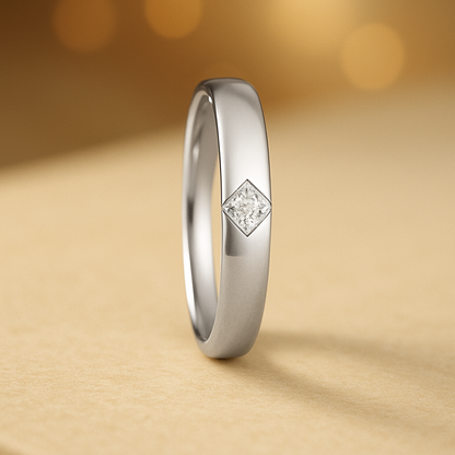 Alliance princesse moissanite 15 points en argent plaqué or 18 carats