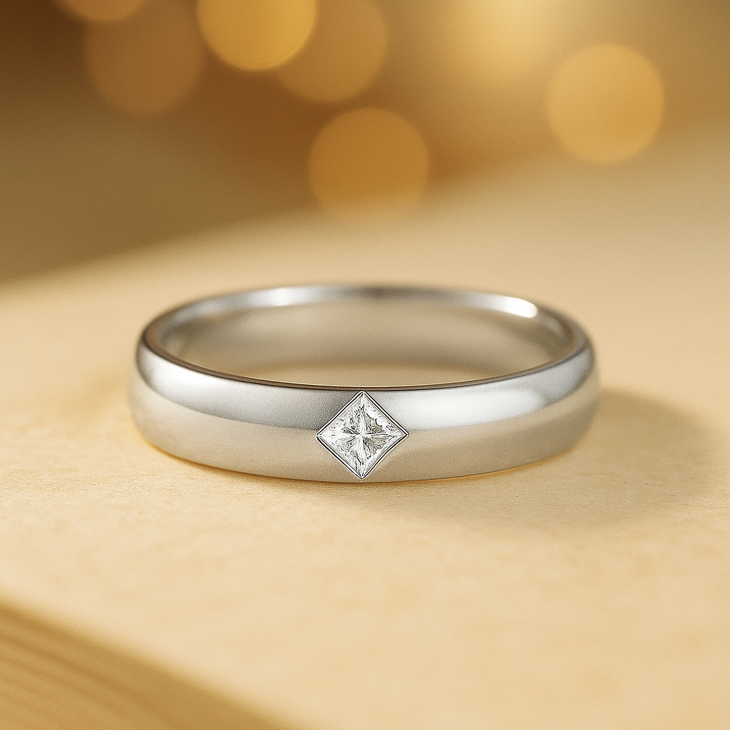 Alliance princesse moissanite 15 points en argent plaqué or 18 carats