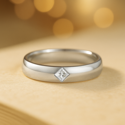 Alliance princesse moissanite 15 points en argent plaqué or 18 carats