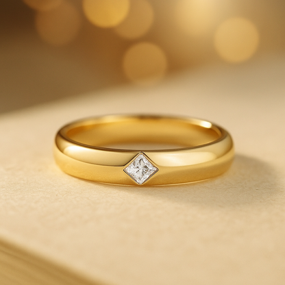 Alliance princesse moissanite 15 points en argent plaqué or 18 carats