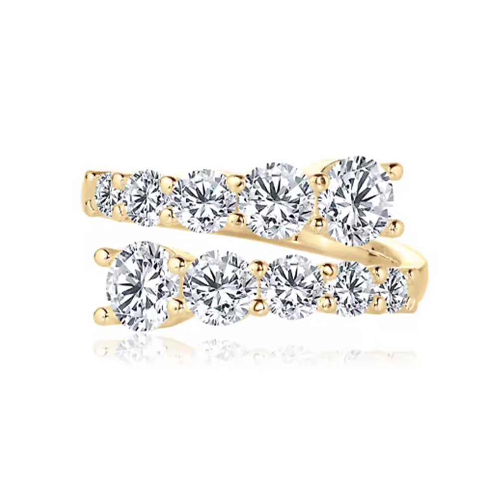 Bague en moissanite avec 10 pierres en argent plaqué or