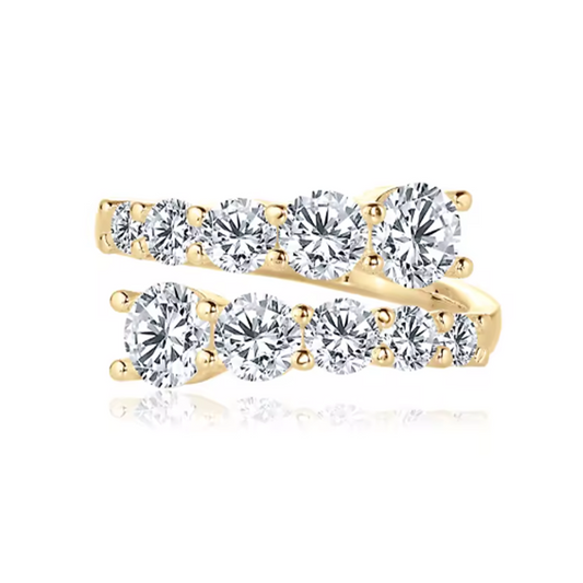 Bague en moissanite avec 10 pierres en argent plaqué or