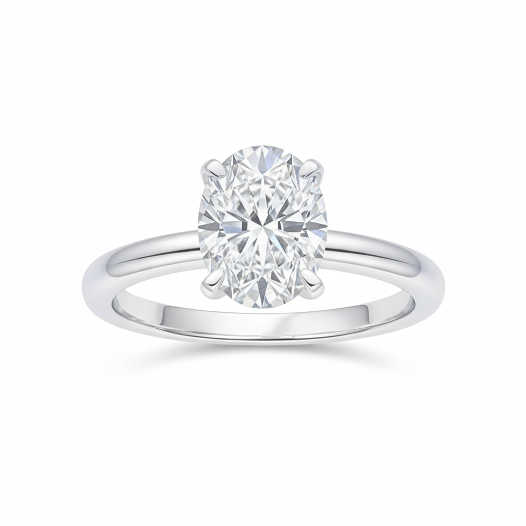 Bague solitaire ovale fine en moissanite