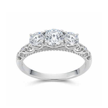 Bague triple moissanite brillante plaquée or 18 carats