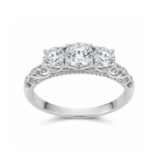 Bague triple moissanite brillante plaquée or 18 carats