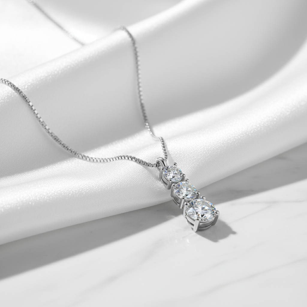 Collier triple pointe en moissanite en argent