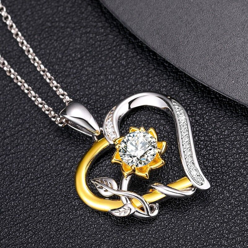 Collier Moissanite Passion Éternelle en argent plaqué or 18 carats
